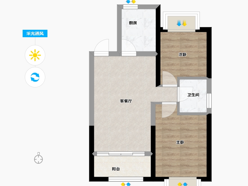 河北省-邯郸市-荣科金水苑-45.16-户型库-采光通风