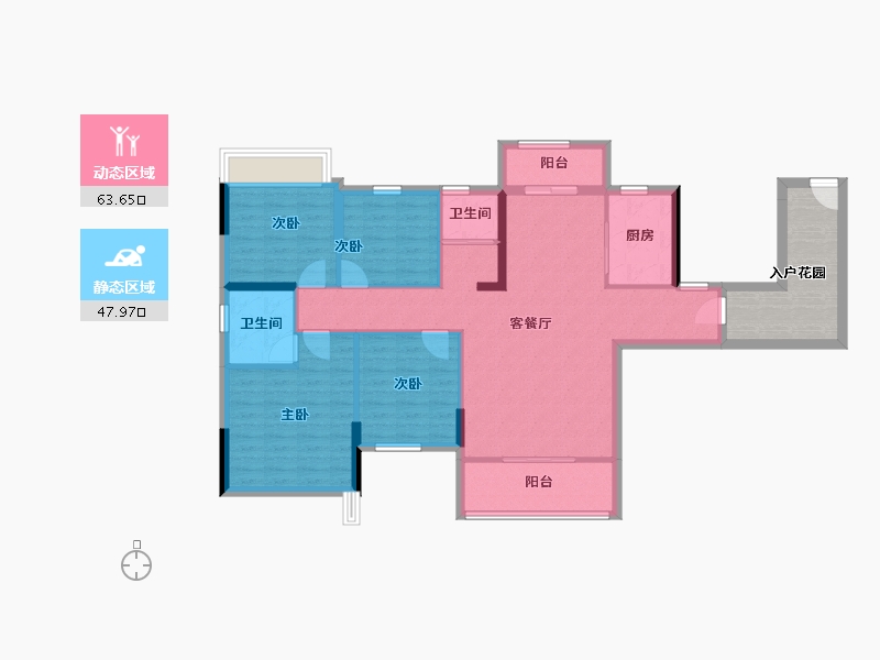 湖南省-常德市-石门六合清华圆-109.79-户型库-动静分区