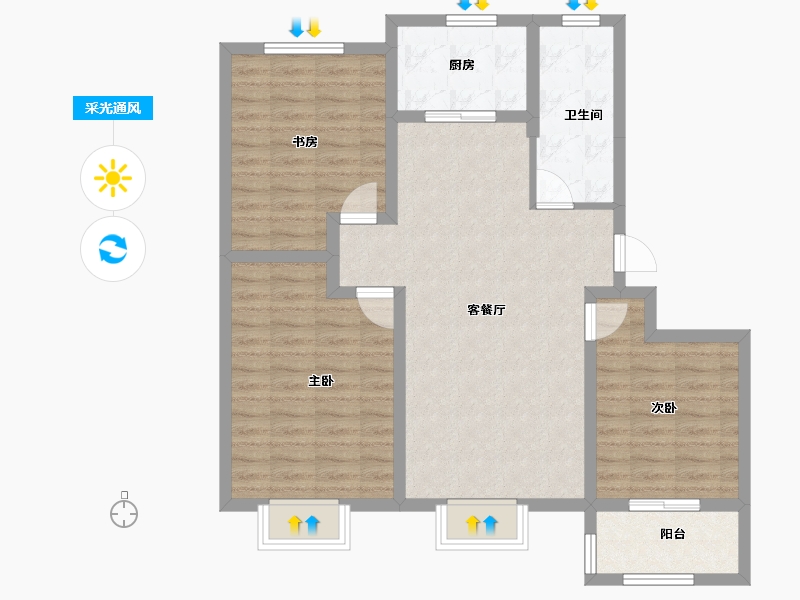 山东省-聊城市-润诚如意府-91.20-户型库-采光通风