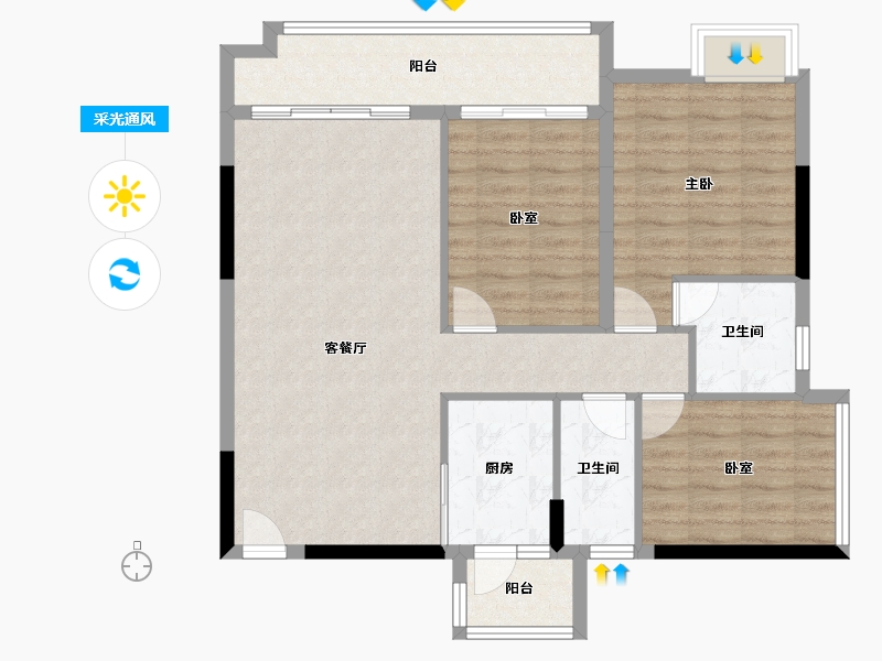 广东省-湛江市-康达轩-94.37-户型库-采光通风