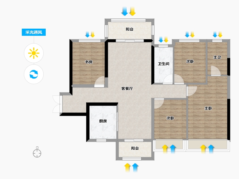 广东省-江门市-奥园·禧悦臺-110.71-户型库-采光通风