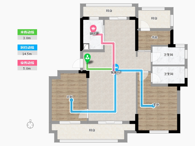 湖南省-岳阳市-临湘桂语江南-95.28-户型库-动静线