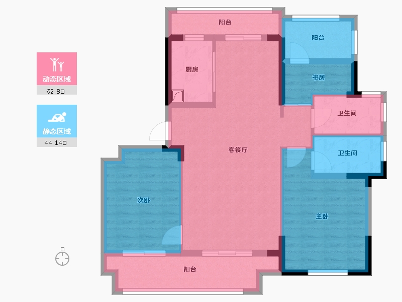 湖南省-岳阳市-临湘桂语江南-95.28-户型库-动静分区