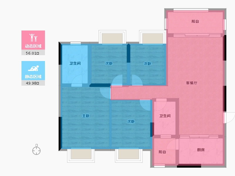 贵州省-毕节市-云阳泊澳湾-94.48-户型库-动静分区