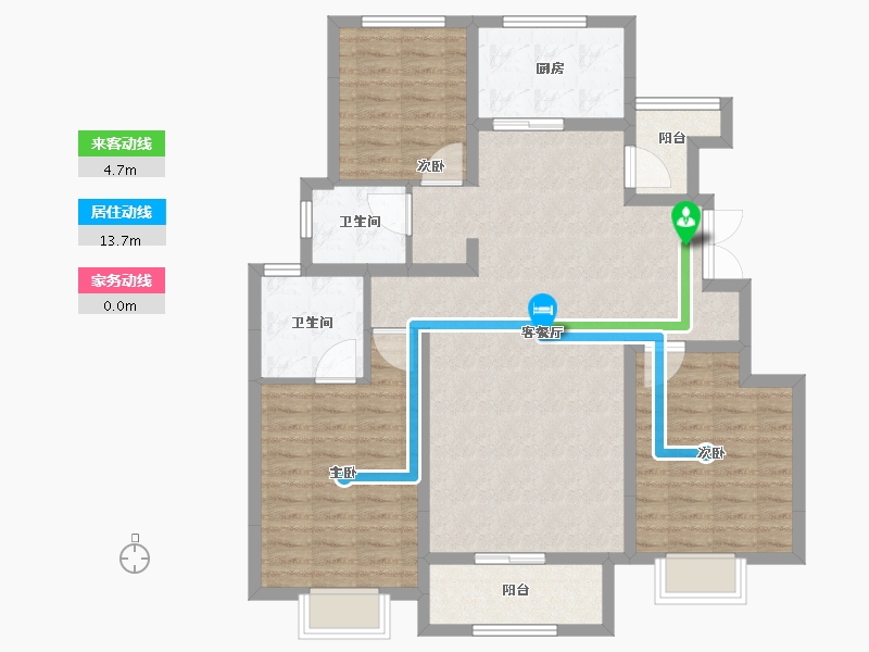 安徽省-安庆市-皖国紫竹園-105.98-户型库-动静线