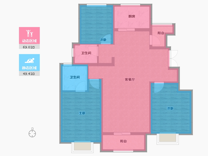 安徽省-安庆市-皖国紫竹園-105.98-户型库-动静分区