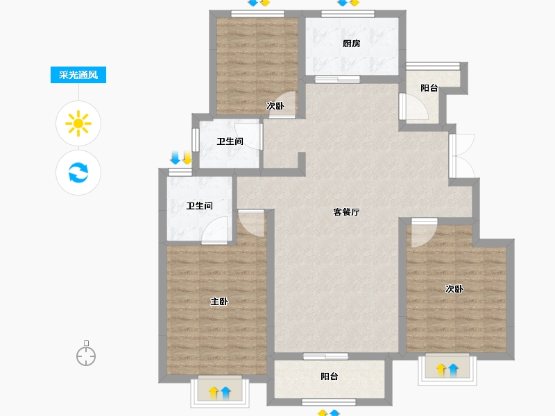 安徽省-安庆市-皖国紫竹園-105.98-户型库-采光通风