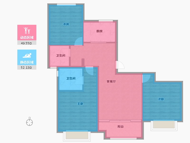 河北省-沧州市-御湖上院-91.67-户型库-动静分区