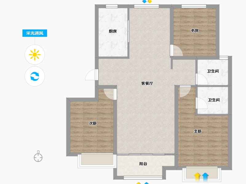 河北省-沧州市-御湖上院-99.87-户型库-采光通风