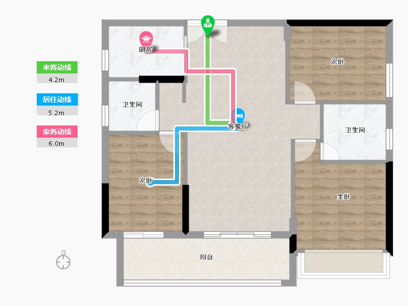 湖南省-常德市-石门六合清华圆-89.20-户型库-动静线