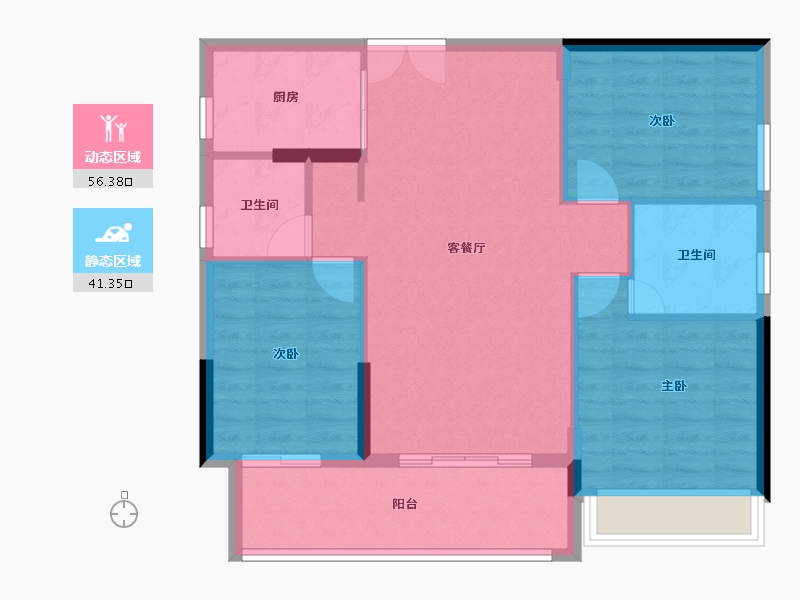 湖南省-常德市-石门六合清华圆-89.20-户型库-动静分区