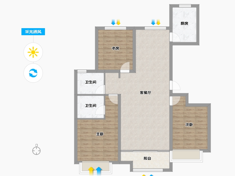 河北省-沧州市-御湖上院-97.80-户型库-采光通风