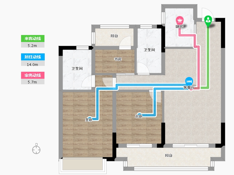 湖南省-岳阳市-临湘桂语江南-86.74-户型库-动静线