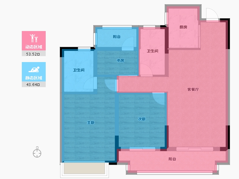 湖南省-岳阳市-临湘桂语江南-86.74-户型库-动静分区