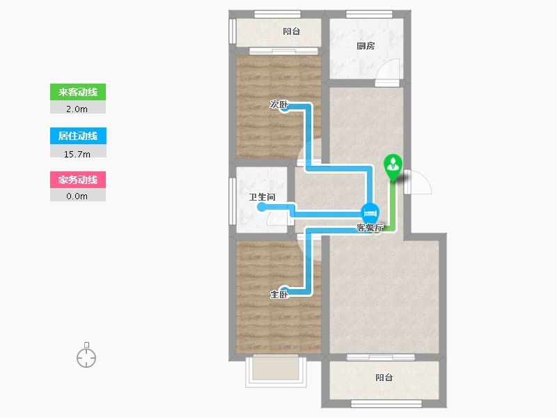 陕西省-咸阳市-华宇·壹号公馆-64.30-户型库-动静线