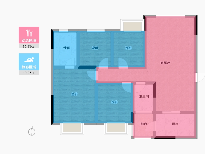 贵州省-毕节市-云阳泊澳湾-88.78-户型库-动静分区