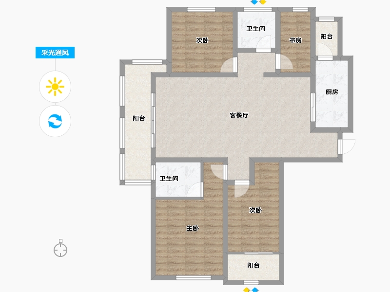 河南省-安阳市-新城国际六期东湖-111.94-户型库-采光通风