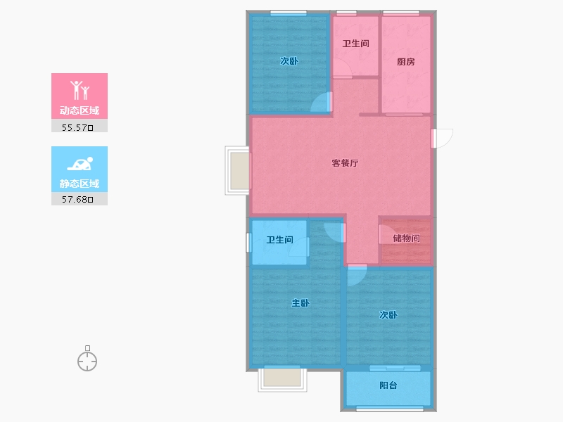 河南省-安阳市-香江城市花园-101.74-户型库-动静分区