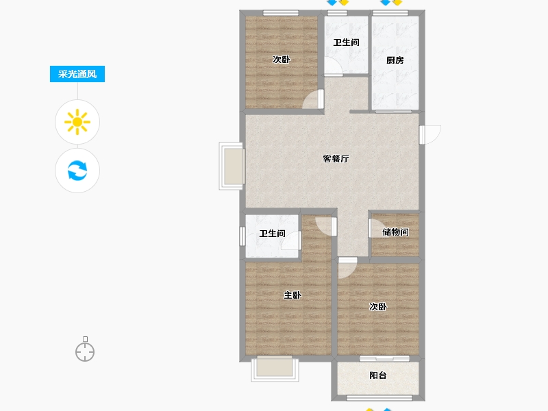 河南省-安阳市-香江城市花园-101.74-户型库-采光通风