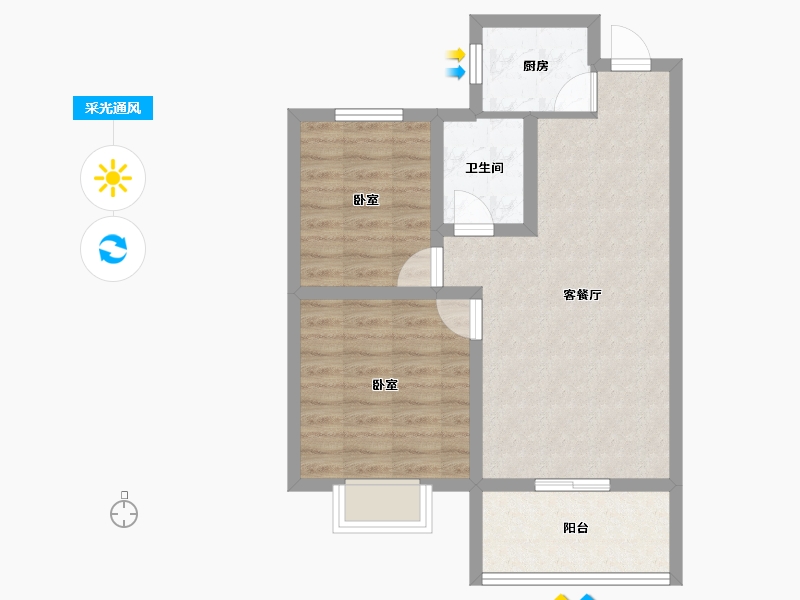 河南省-鹤壁市-天逸悦珑-60.56-户型库-采光通风