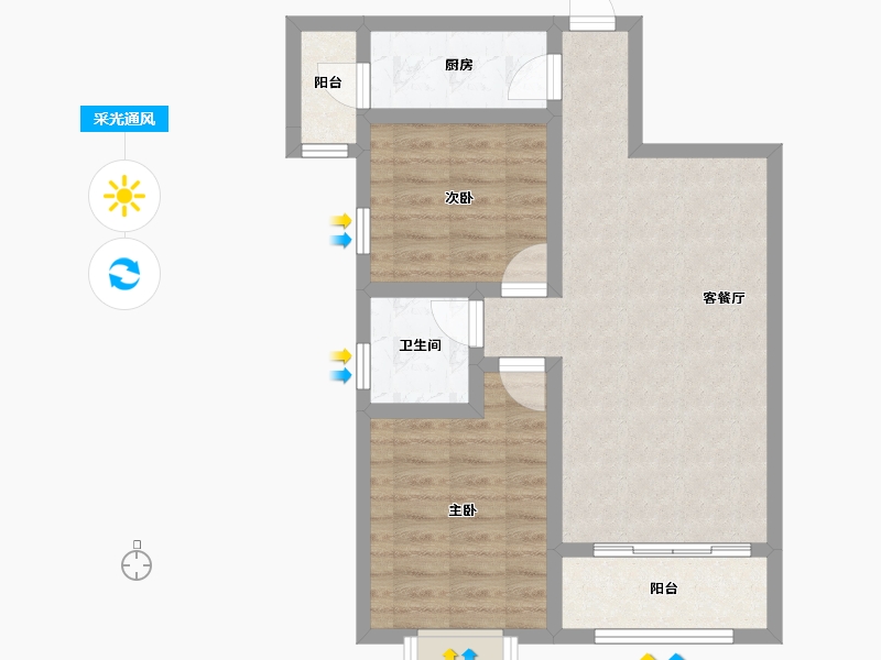 陕西省-咸阳市-杨凌凤起上院-63.74-户型库-采光通风