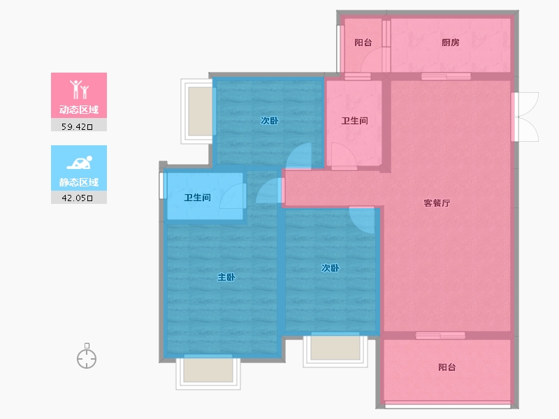 贵州省-贵阳市-祥风贵阳溪府-90.65-户型库-动静分区