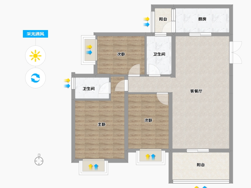 贵州省-贵阳市-祥风贵阳溪府-90.65-户型库-采光通风