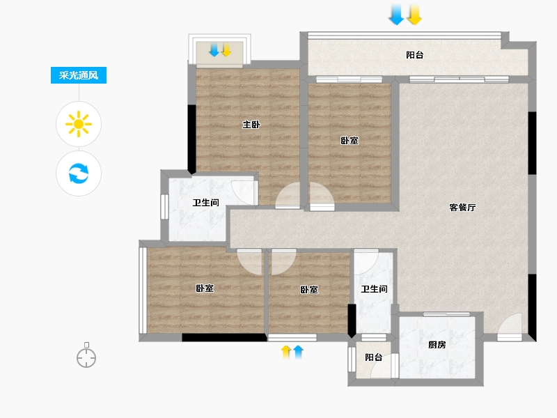 广东省-湛江市-康达轩-101.93-户型库-采光通风