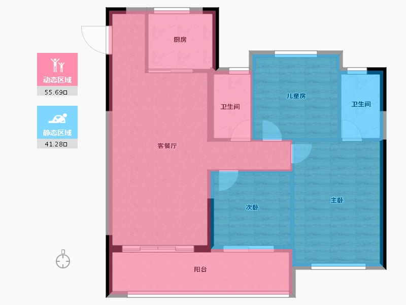 福建省-宁德市-周宁碧桂园·珑悦观邸-88.00-户型库-动静分区