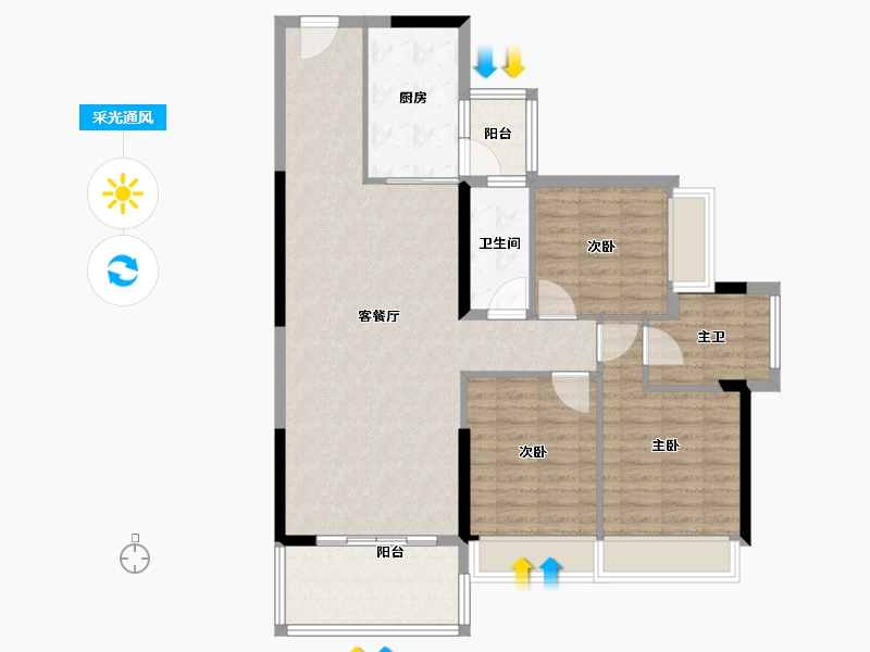 广东省-江门市-奥园·禧悦臺-104.01-户型库-采光通风