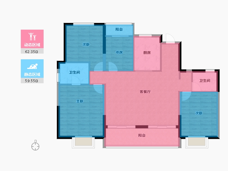 江西省-上饶市-蓝城·明月江南-110.74-户型库-动静分区