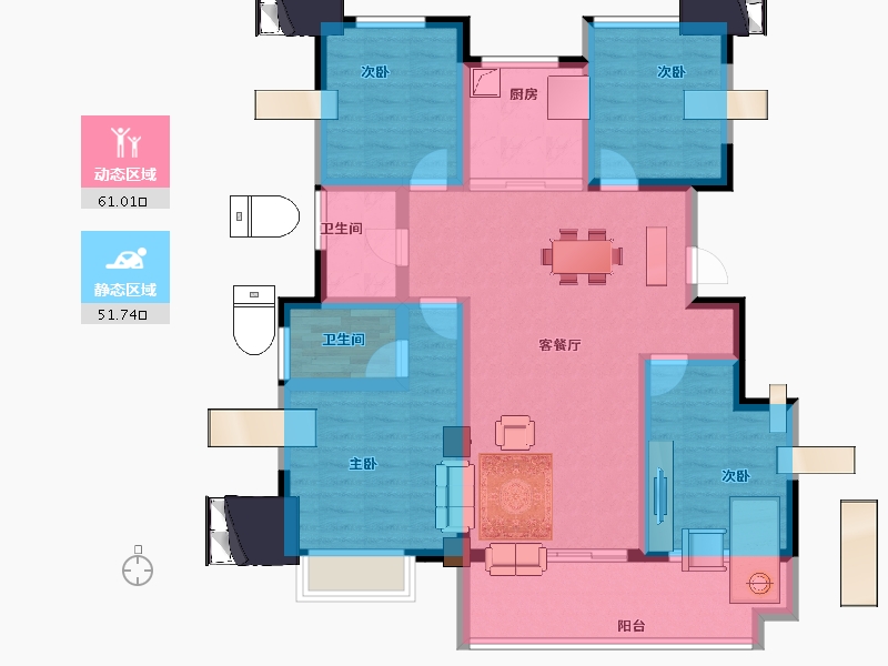 安徽省-阜阳市-琨宇悦湖城-100.00-户型库-动静分区