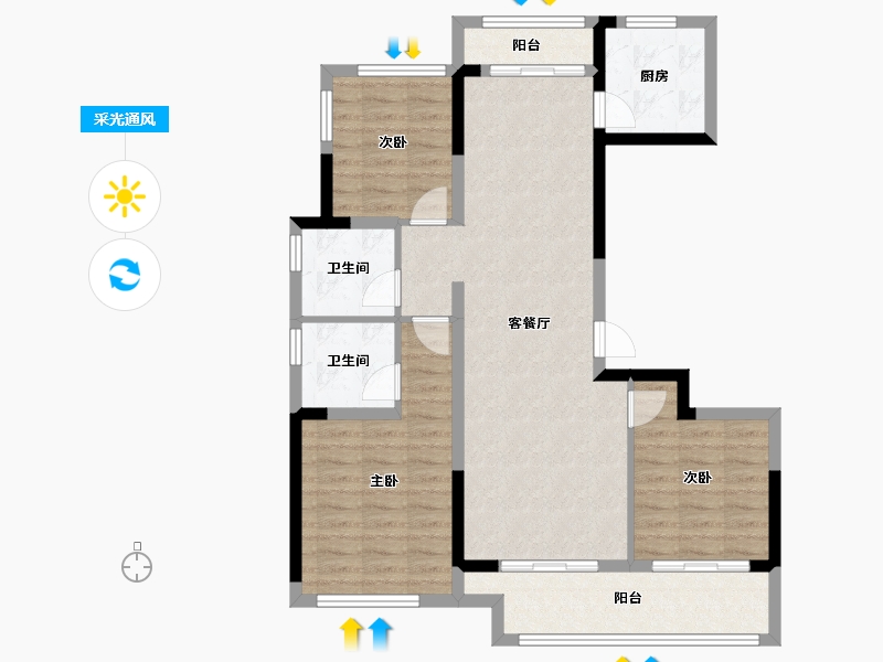 湖南省-岳阳市-临湘桂语江南-91.90-户型库-采光通风