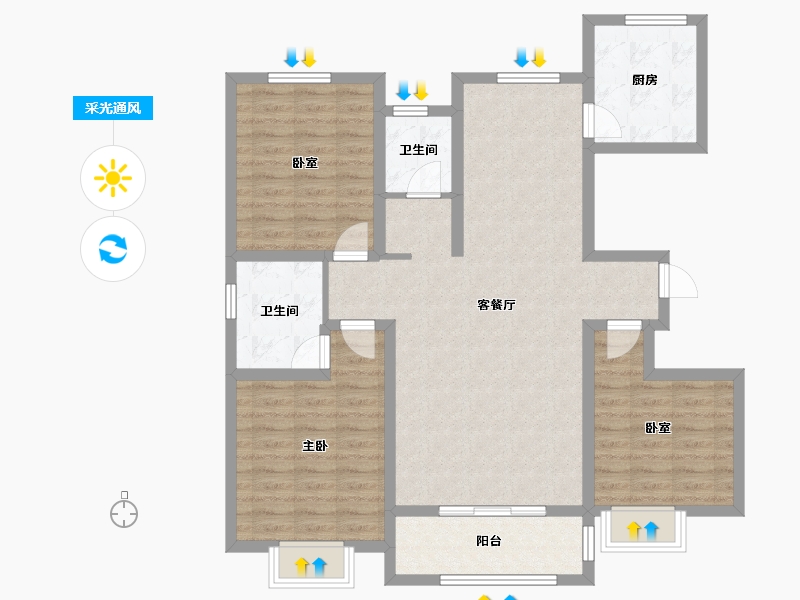 河北省-衡水市-金桥书香苑-101.85-户型库-采光通风