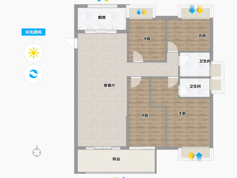 福建省-三明市-开元天熹-108.76-户型库-采光通风