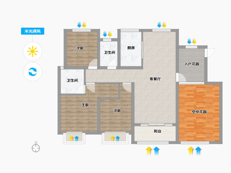 河南省-驻马店市-置地大舆府-105.20-户型库-采光通风