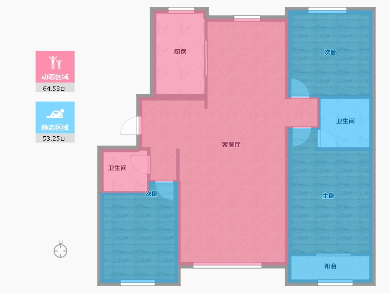 宁夏回族自治区-吴忠市-恒昌·如意人家-106.87-户型库-动静分区