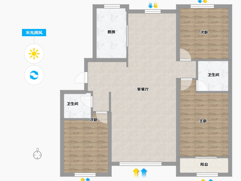 宁夏回族自治区-吴忠市-恒昌·如意人家-106.87-户型库-采光通风