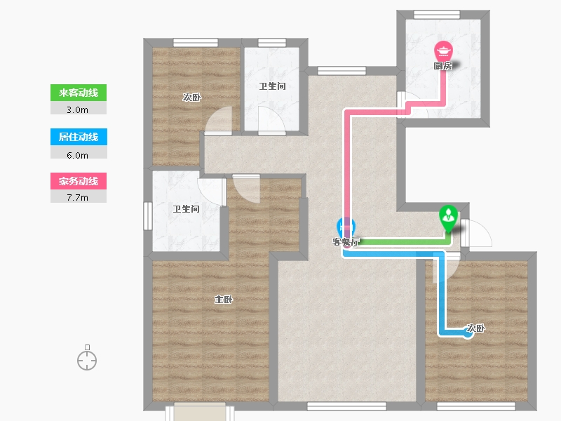 内蒙古自治区-通辽市-万华幸福里-88.31-户型库-动静线