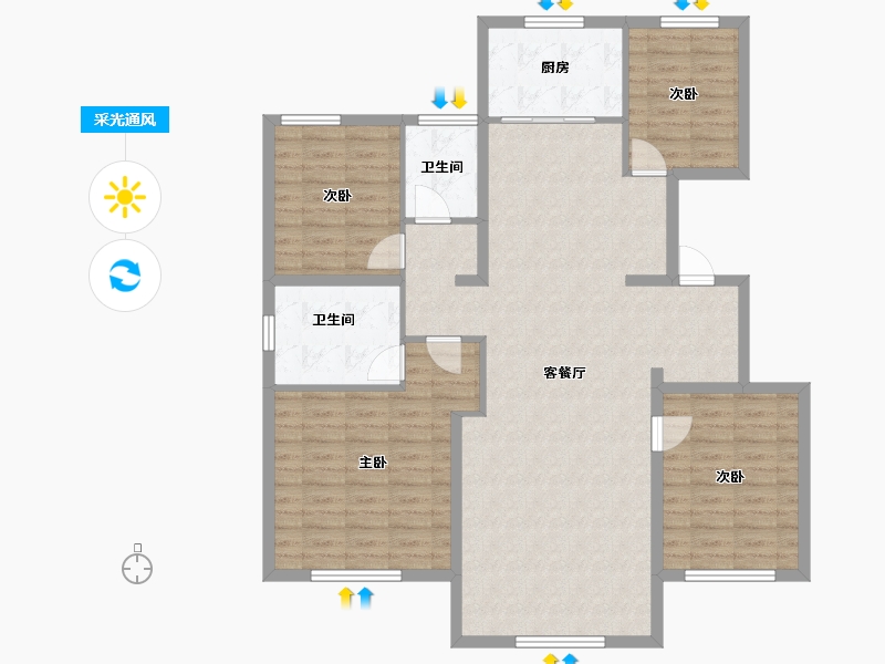 内蒙古自治区-通辽市-万华·曼陀花园-117.86-户型库-采光通风