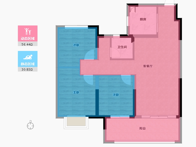 安徽省-阜阳市-新城云昱东方-77.60-户型库-动静分区