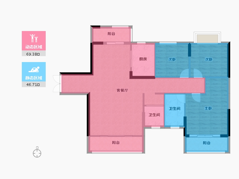 湖南省-常德市-石门六合清华圆-105.22-户型库-动静分区