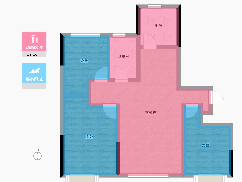 内蒙古自治区-通辽市-万华幸福里-65.02-户型库-动静分区