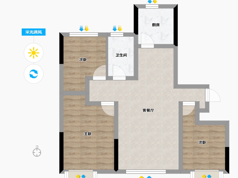 内蒙古自治区-通辽市-万华幸福里-65.02-户型库-采光通风