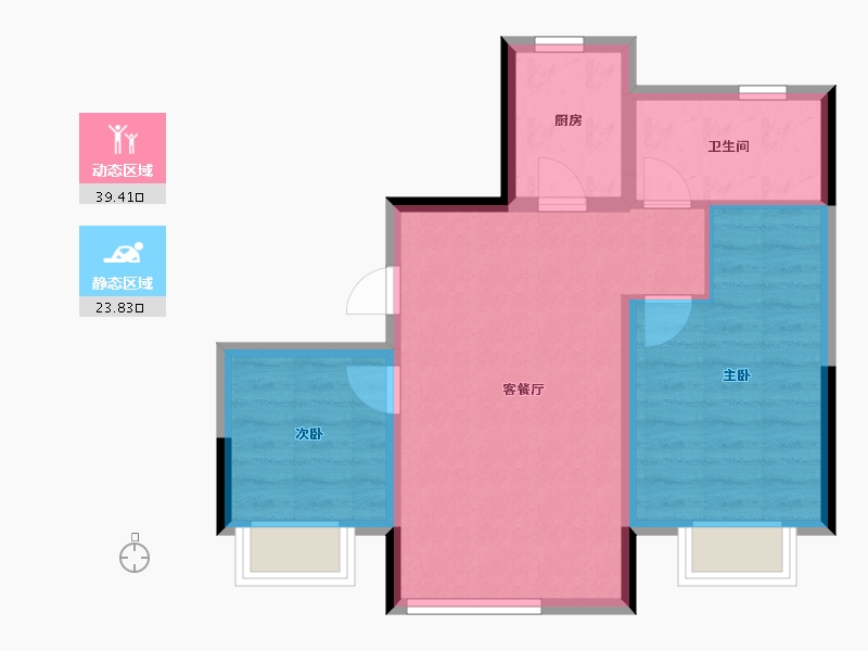 内蒙古自治区-通辽市-万华幸福里-56.35-户型库-动静分区