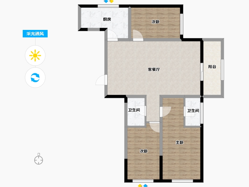 河北省-承德市-豪庭御景二期-105.77-户型库-采光通风