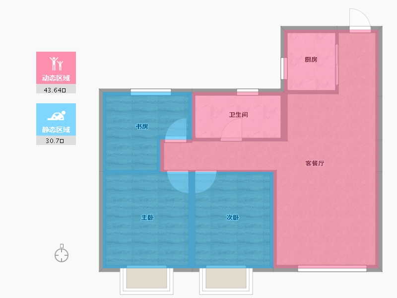 内蒙古自治区-通辽市-万华幸福里-66.12-户型库-动静分区