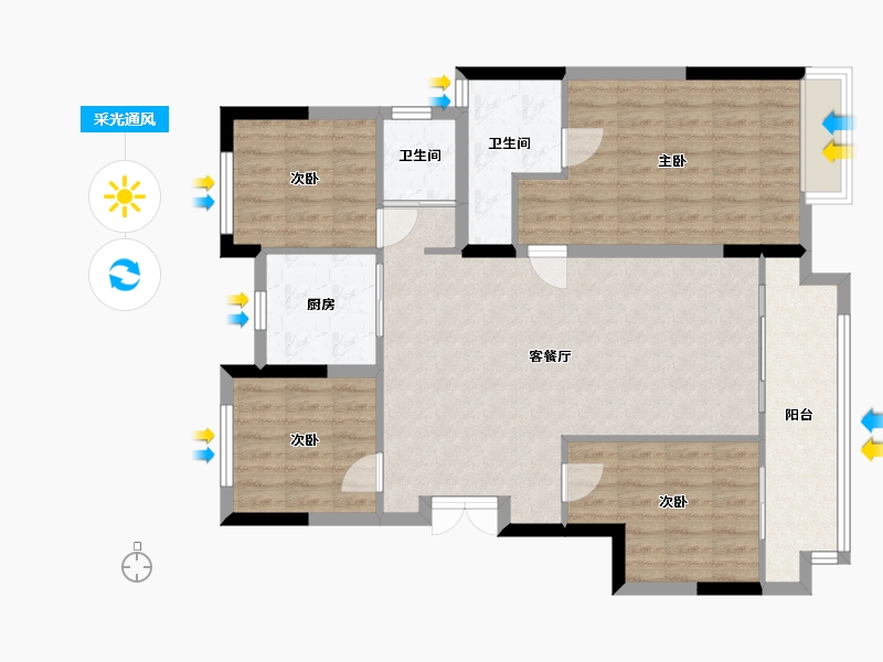 浙江省-嘉兴市-新西塘孔雀城悦珑湾-122.00-户型库-采光通风