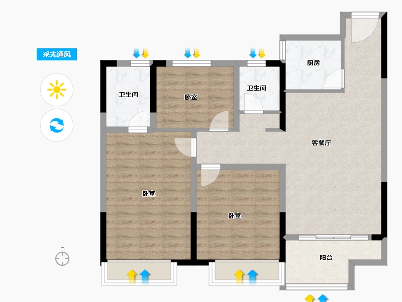 河南省-驻马店市-金科君悦公馆-94.46-户型库-采光通风