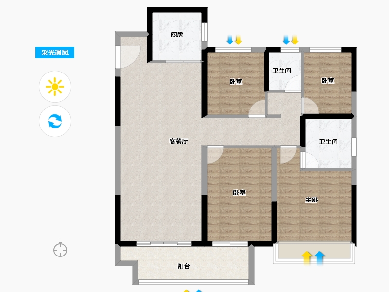 河南省-驻马店市-金科君悦公馆-111.87-户型库-采光通风